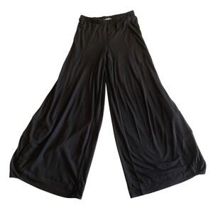 Alembika Pants Women 0 (24x28) Black Wide Leg Jersey High Rise Flare BOHO Y2K